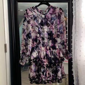 MISA Los Angeles Floral Dress with Frills
